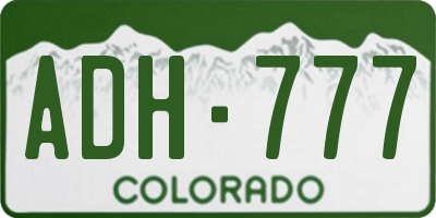 CO license plate ADH777