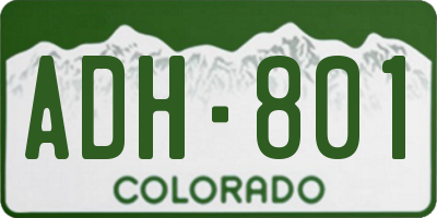 CO license plate ADH801