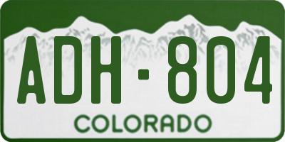 CO license plate ADH804