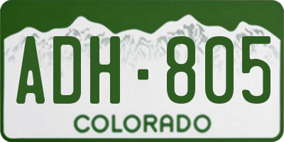 CO license plate ADH805