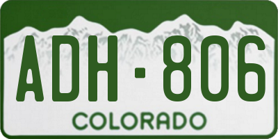 CO license plate ADH806