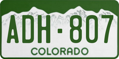 CO license plate ADH807