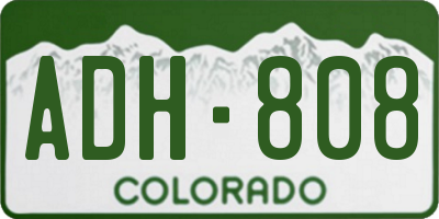 CO license plate ADH808
