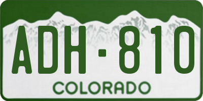 CO license plate ADH810