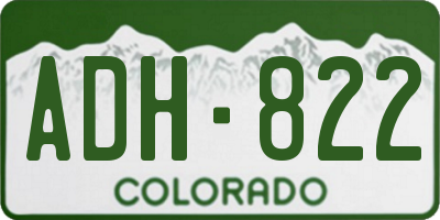 CO license plate ADH822