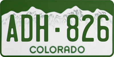 CO license plate ADH826