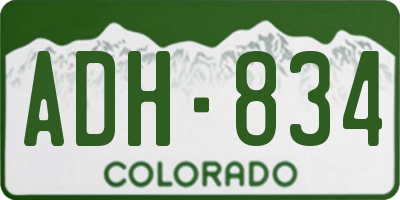 CO license plate ADH834