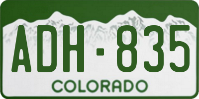 CO license plate ADH835