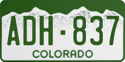 CO license plate ADH837