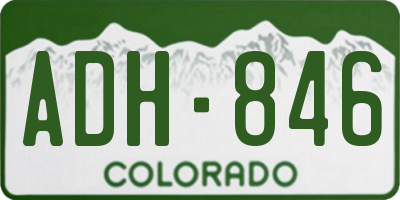 CO license plate ADH846