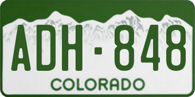 CO license plate ADH848