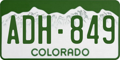 CO license plate ADH849