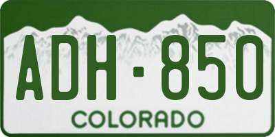 CO license plate ADH850