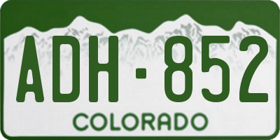 CO license plate ADH852