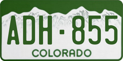 CO license plate ADH855