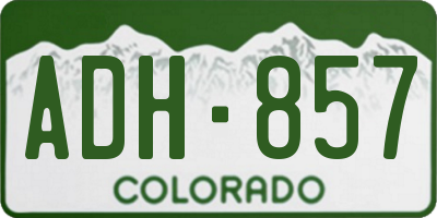 CO license plate ADH857