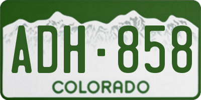 CO license plate ADH858