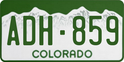 CO license plate ADH859