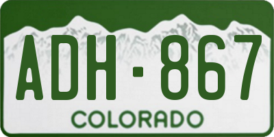 CO license plate ADH867