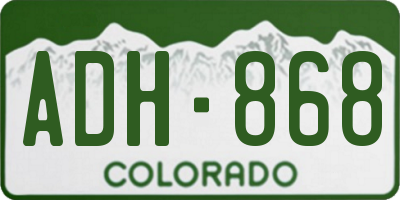 CO license plate ADH868