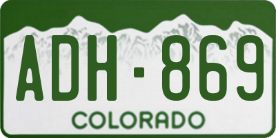 CO license plate ADH869