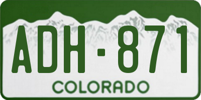 CO license plate ADH871