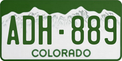CO license plate ADH889