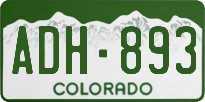 CO license plate ADH893