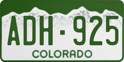 CO license plate ADH925