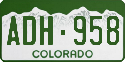 CO license plate ADH958