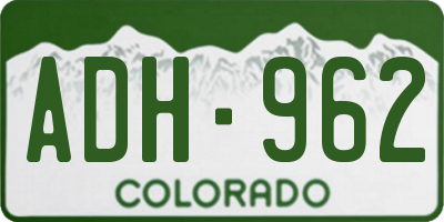 CO license plate ADH962