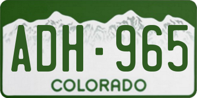 CO license plate ADH965