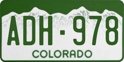CO license plate ADH978
