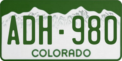 CO license plate ADH980