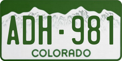 CO license plate ADH981