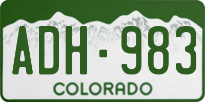 CO license plate ADH983