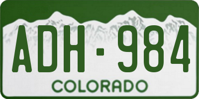 CO license plate ADH984