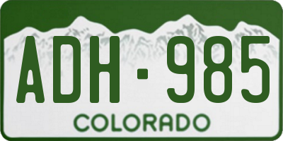 CO license plate ADH985