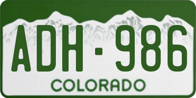CO license plate ADH986