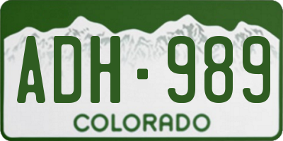 CO license plate ADH989
