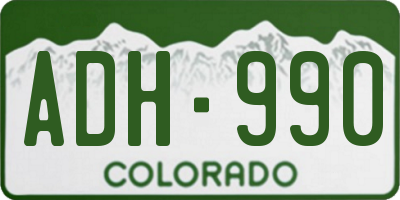 CO license plate ADH990