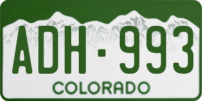 CO license plate ADH993