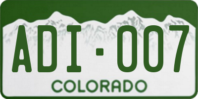 CO license plate ADI007