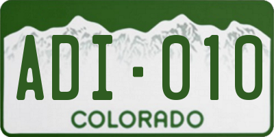 CO license plate ADI010