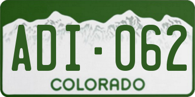 CO license plate ADI062