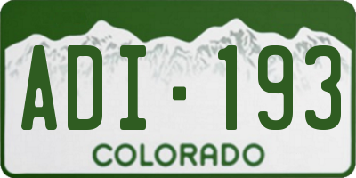 CO license plate ADI193