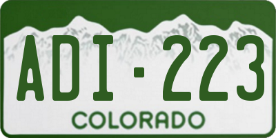 CO license plate ADI223