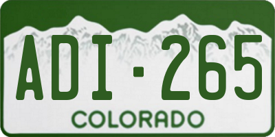 CO license plate ADI265