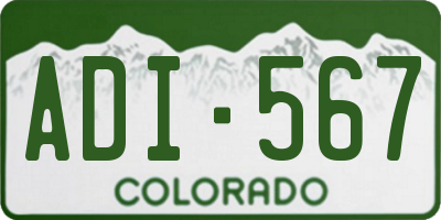 CO license plate ADI567
