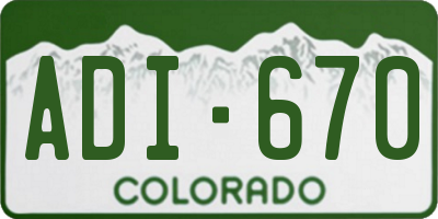 CO license plate ADI670